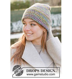 Meerkleurige muts gemaakt van Drops Fabel