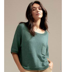 Ruime damestrui met halflange mouw gemaakt van Lana Grossa Alta Moda Cotolana en Cotalana Print