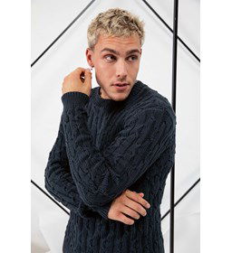Herentrui met kabelpatroon gemaakt van Lang Yarns Soft Cotton