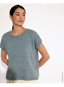 Breipatroon damestrui met korte mouwen gemaakt van Lana Grossa Diversa