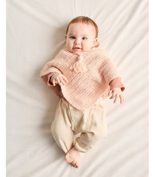 Haakpatroon poncho Leotime met kwasje