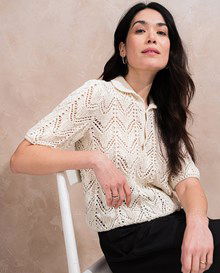 damestrui Lea met reverkraag, gebreid in kantpatroon