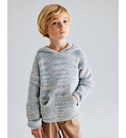Kindertrui in ribbelsteek gemaakt van Phildar Phil Exotique