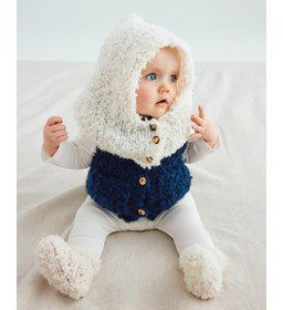 Baby bivakmuts gemaakt van Phildar Phil Alpaga Boucle