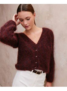 Harig damesvest met knoopsluiting 