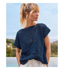 Shirt met korte mouwen voor dames gemaakt van Phildar Phil Rustique