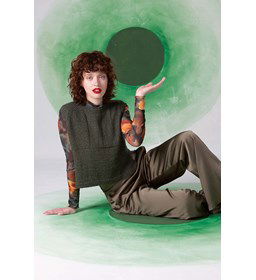 Mouwloze trui met vlakken