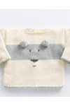Breipatroon Baby trui met beer van andere kant
