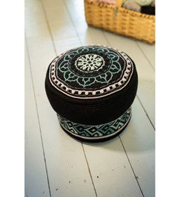 Poef in Oosters design. gemaakt van Lang Yarns Handarbeitgarn