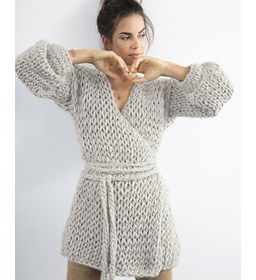 Dames wikkelvest gemaakt van Phildar Phil Big Wool