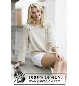 Gebreide trui met raglan gemaakt van Drops Cotton Light