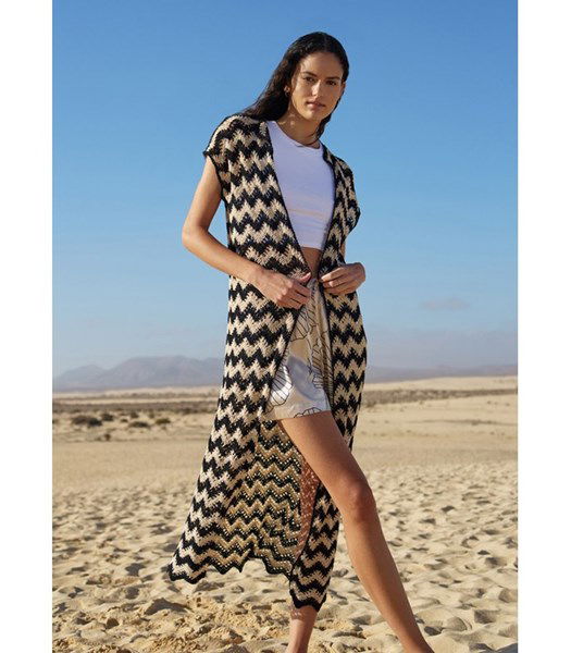 Haakpatroon Lang damesvest zigzag