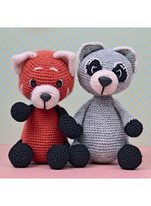 Knuffel panda en wasbeer