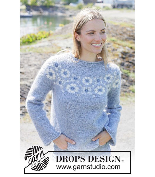 Breipatroon damestrui Blue Bloom met bloemenpatroon