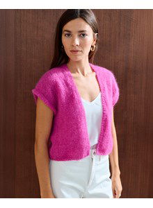 Mouwloos vest van mohair garen