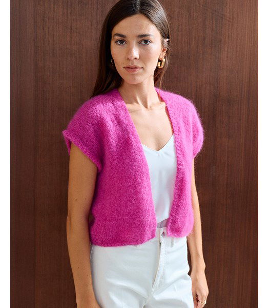 Breipatroon Mouwloos vest van mohair garen