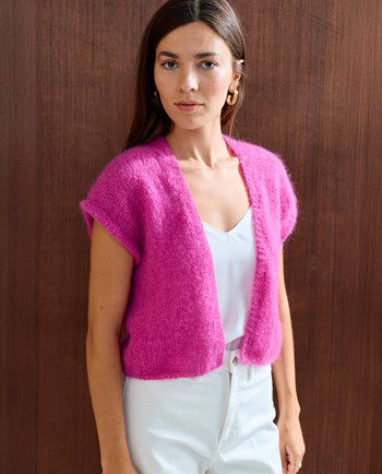 Mouwloos vest van mohair garen