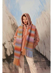 Brede sjaal met franjes