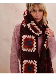 Geblokte sjaal met lange franjes