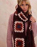 Haakpatroon Geblokte sjaal met lange franjes