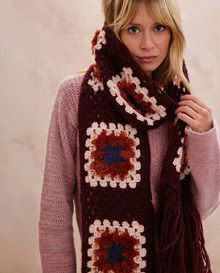 Geblokte sjaal met lange franjes