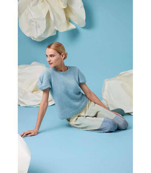 Breipatroon Damestrui Olea, met korte geluste pofmouw