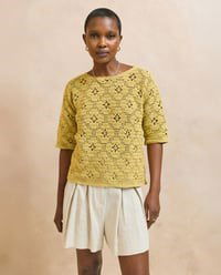 Haakpatroon Damestrui met driekwart mouwen