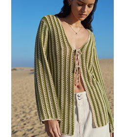 Vest met verticale lijnen gemaakt van Lana Grossa Solo Lino