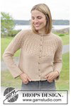 Breipatroon damesvest Maple Cream met kabelpatroon in ronde pas van andere kant