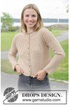 Breipatroon damesvest Maple Cream met kabelpatroon in ronde pas van andere kant