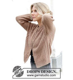 Damesvest met dubbele halsboord gemaakt van Drops Alpaca