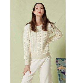 Damestrui met kabelpatroon gemaakt van Lang Yarns Merino plus