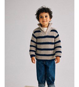 Gestreepte kindertrui gemaakt van Phildar Phil Partner 3,5