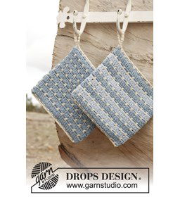 Gehaakte pannenlap met strepen gemaakt van Drops Paris