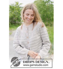 damesvest First Light Cardigan met Scandinavisch patroon gemaakt van Breinaalden zonder knop