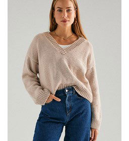 Damestrui met V-hals gemaakt van Phildar Phil Partner 6