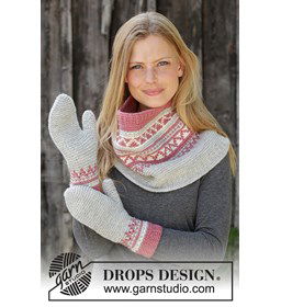 Sjaal en wanten gemaakt van Drops Nord