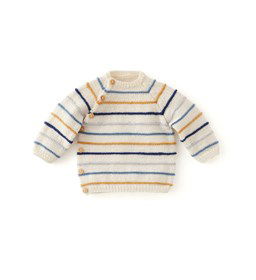 Gestreept babyvestje in tricotsteek gemaakt van Phildar Phil merinos 3,5