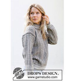 Damestrui in blokjespatroon gemaakt van Drops Merino extra fine