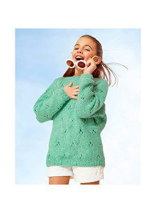 Meisjes trui met gaatjespatroon in driehoek