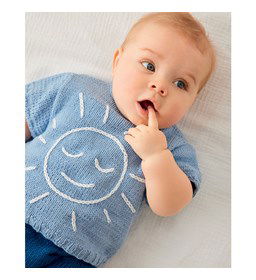 Babytruitje met korte mouwen gemaakt van Phildar Phil Love Coton