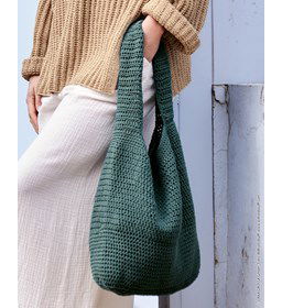 Boodschappentas met brede tashengsels gemaakt van Lana Grossa Elastico