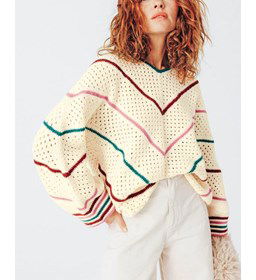 Damestrui met diagonaal gekleurde strepen gemaakt van Phildar Phil Partner 3,5