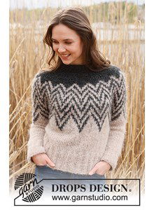 Damestrui met tweekleurig patroon en ronde hals