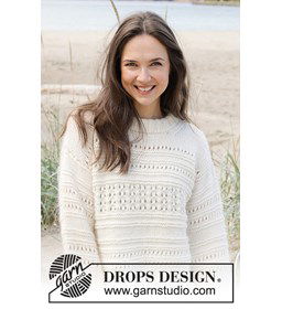 Damestrui in ribbel- en ajourpatroon gemaakt van Drops Cotton Merino