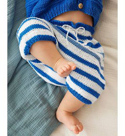 Kort gestreept babybroekje gemaakt van Phildar Phil Coton 3