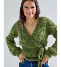 Wikkelvest in kantpatroon gemaakt van Phildar Phil Mohair Soie Lurex