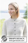 Breipatroon damesvest Moon History Cardigan met ronde pas en reliëfpatroon van andere kant
