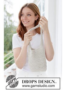 Gehaakte tas in katoen-linnen met sterpatroon