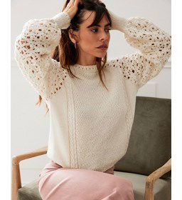 Damestrui met mouwen in bloemenpatroon _ FRANS gemaakt van Phildar Phil merinos 3,5